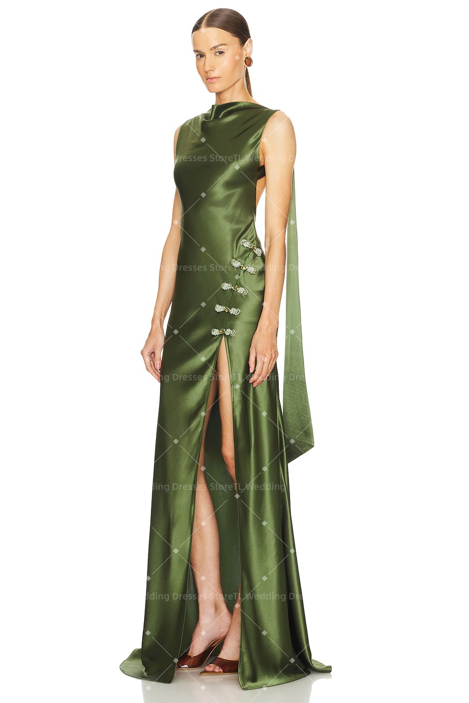 TL Green Satin Evening Dresses - đánh giá và giá Briar Cosplay Prop